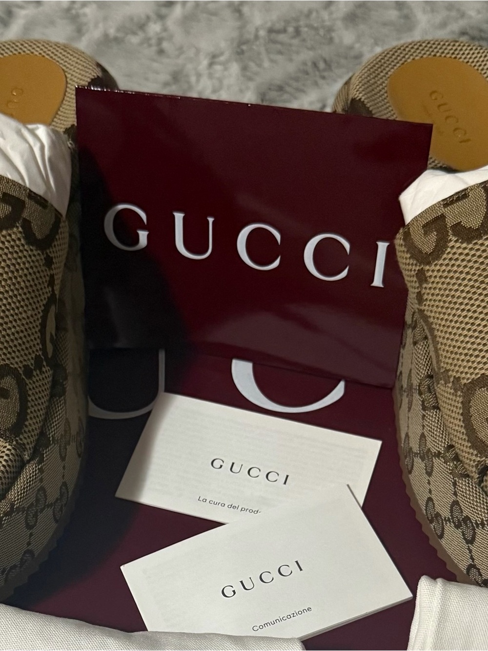 Gucci Beige/Brown GG Canvas Slide Sandals